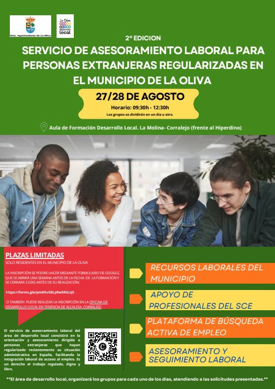 La Oliva offers job counseling for regularized foreign residents. La Oliva offers job counseling for regularized foreign residents.